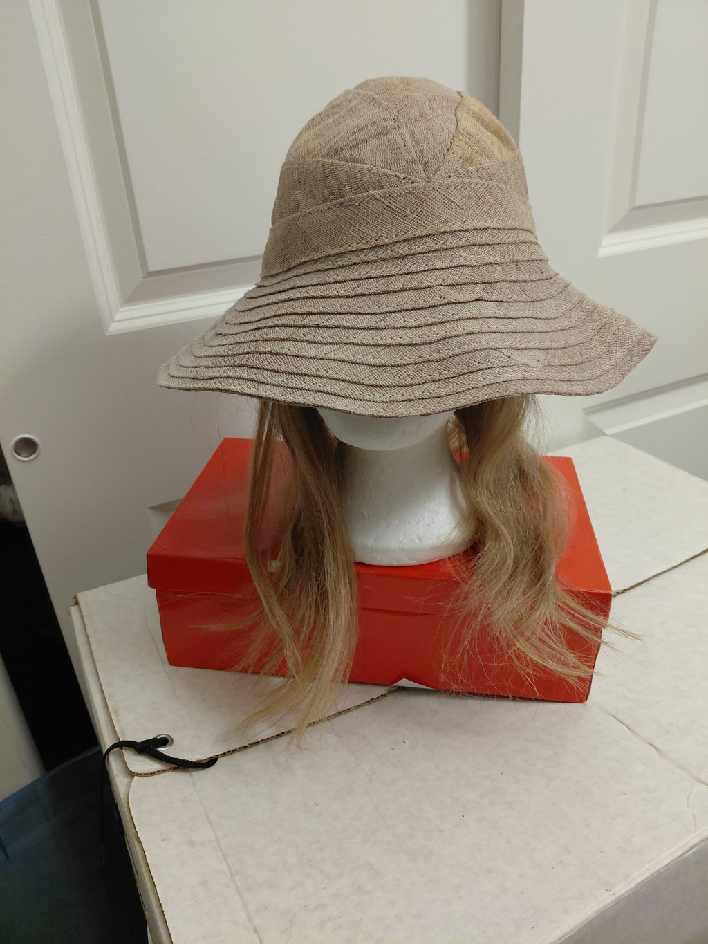 Tan Canvas Hat with Hair