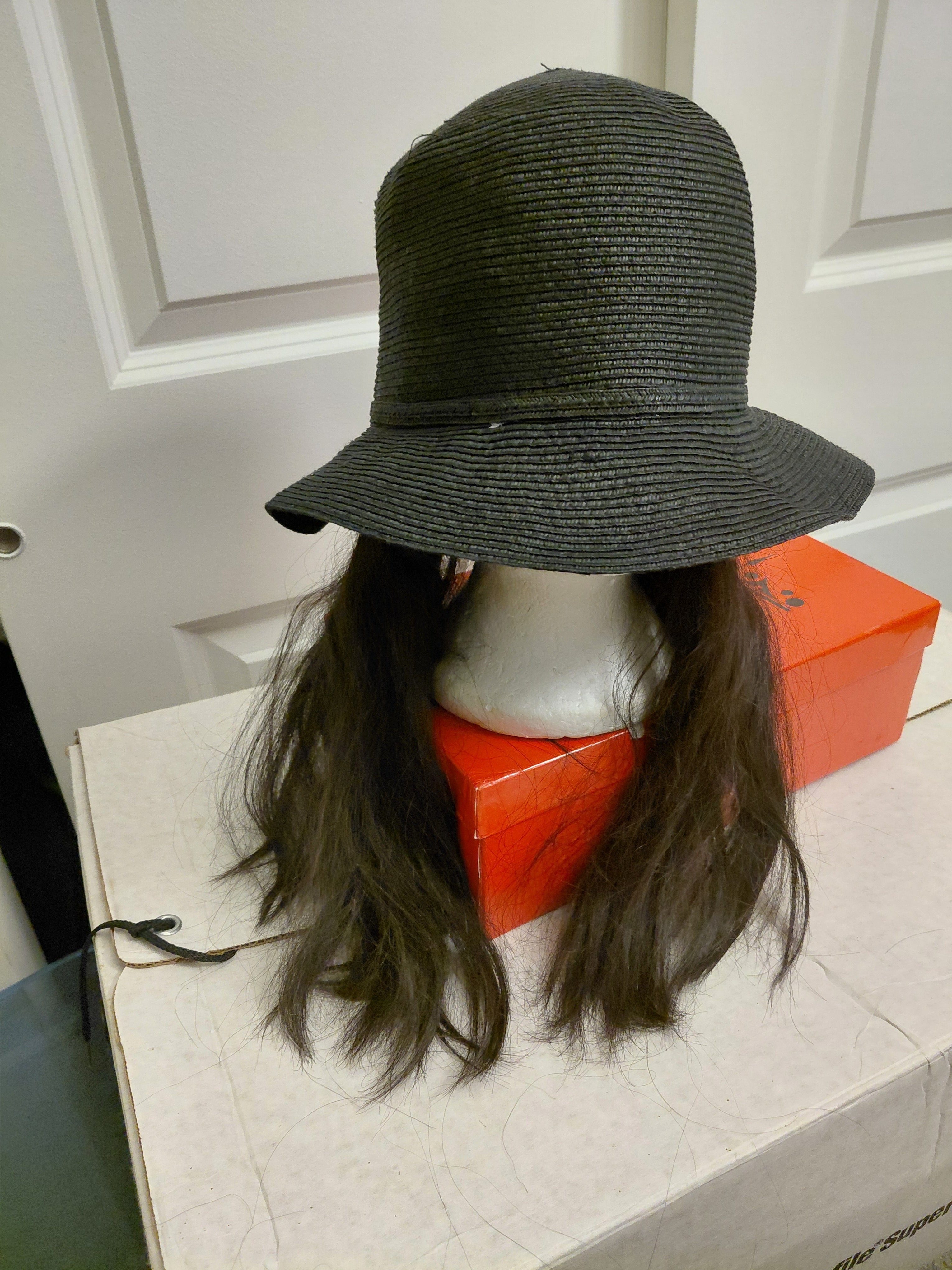 Black light weight summer Hat with Hair