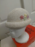 little girls white straw hat with flowers