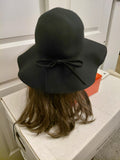 Black Wide brim Floppy Hat with Hair