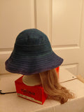 Blue Cnvas hat with Blonde hair