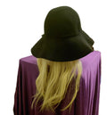 Black Floppy hat with Blonde Hair