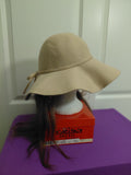 Tan Floppy hat with Brown hair