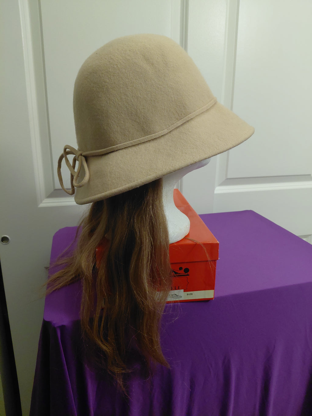Tan Womens Dress hat  with Brownish blonde hair