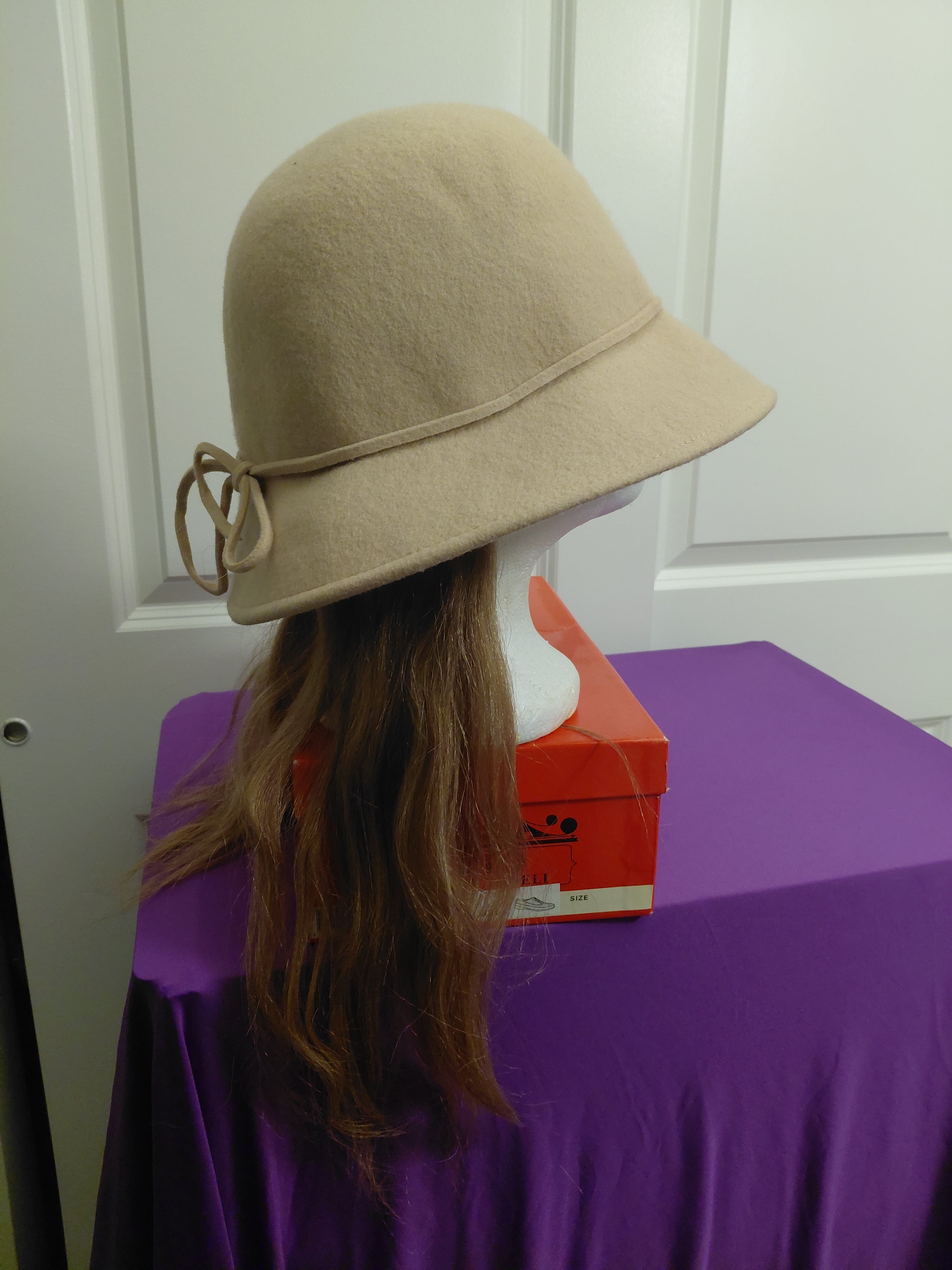 Tan Womens Dress hat  with Brownish blonde hair