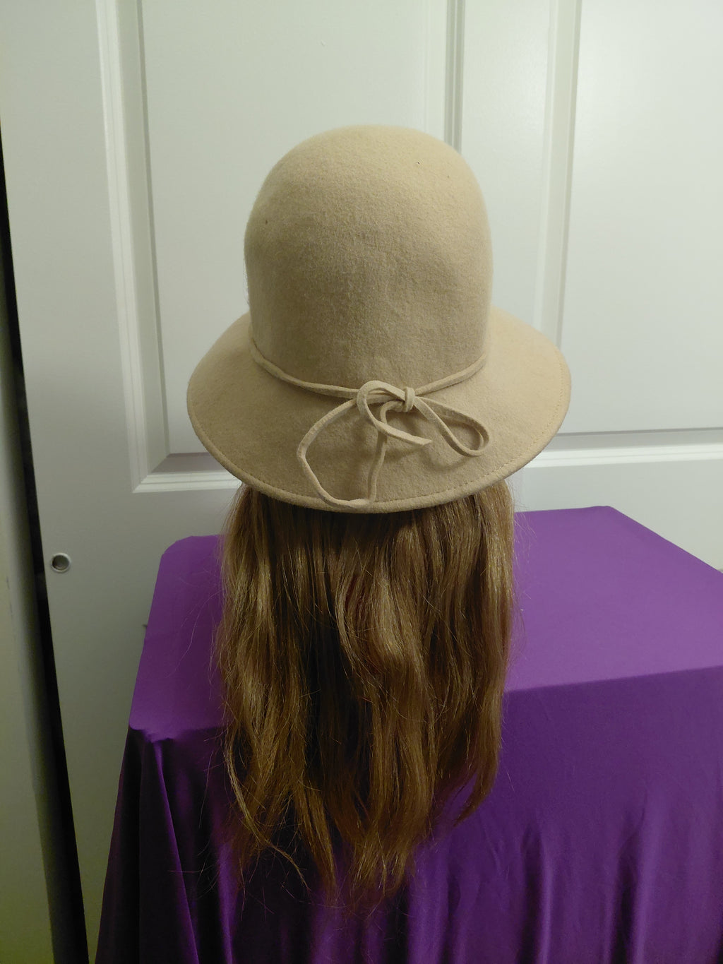 Tan Womens Dress hat  with Brownish blonde hair