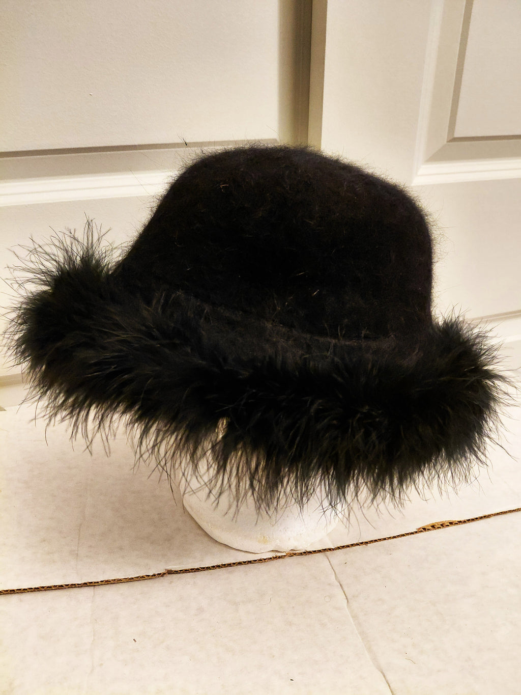 Black faux hat