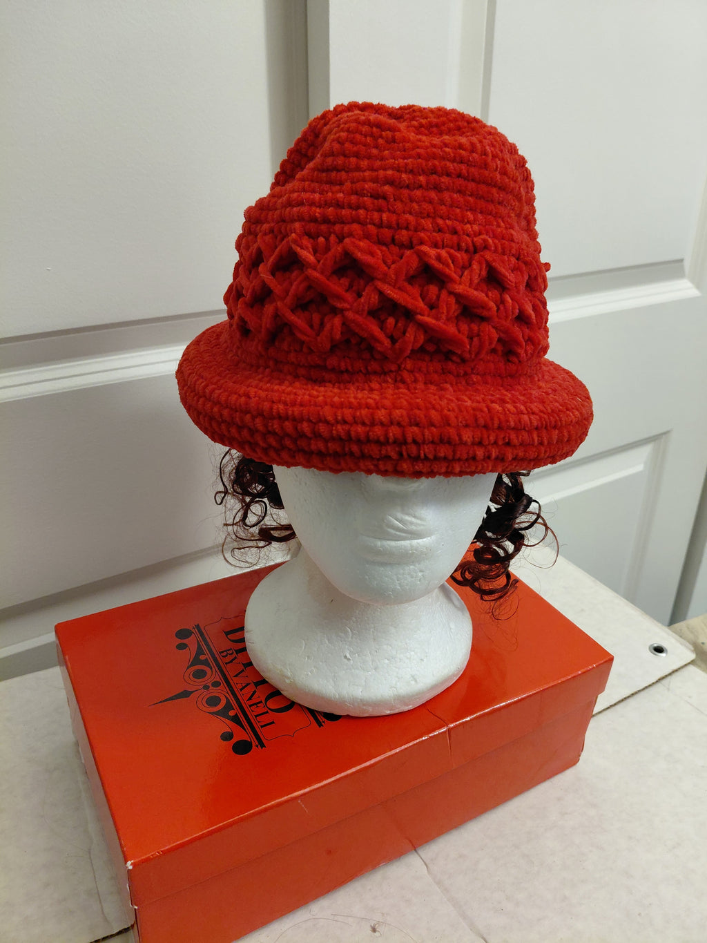 Red winter knitted hat