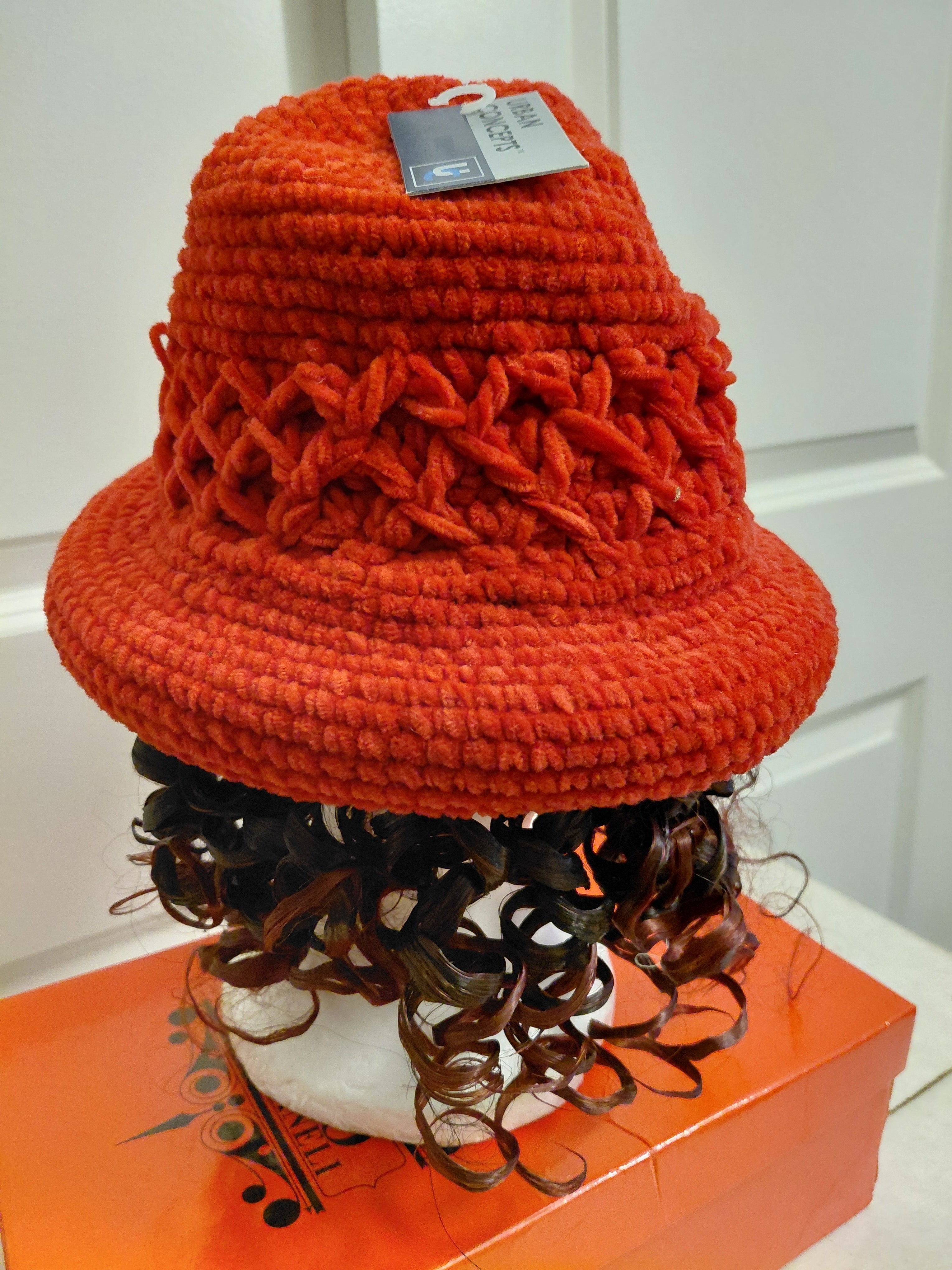 Red winter knitted hat