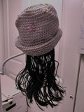Little Girls Lavemder straw hat with braids