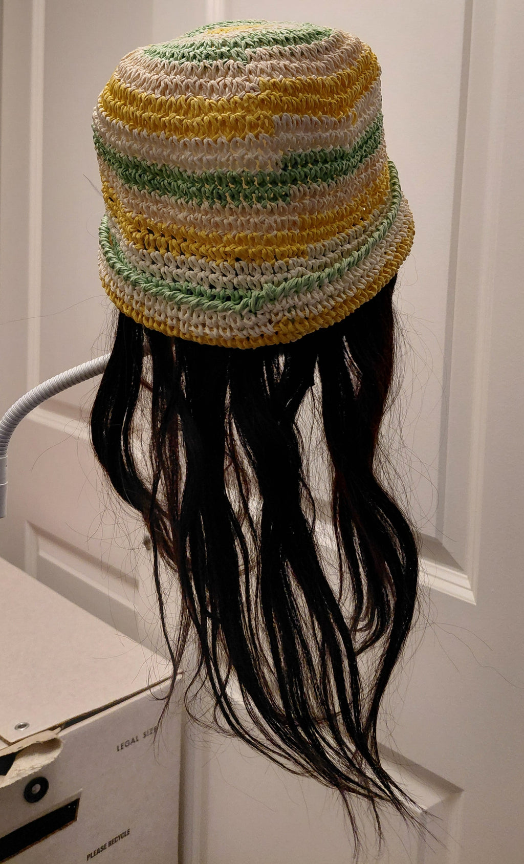 Little girls straw hat with hair