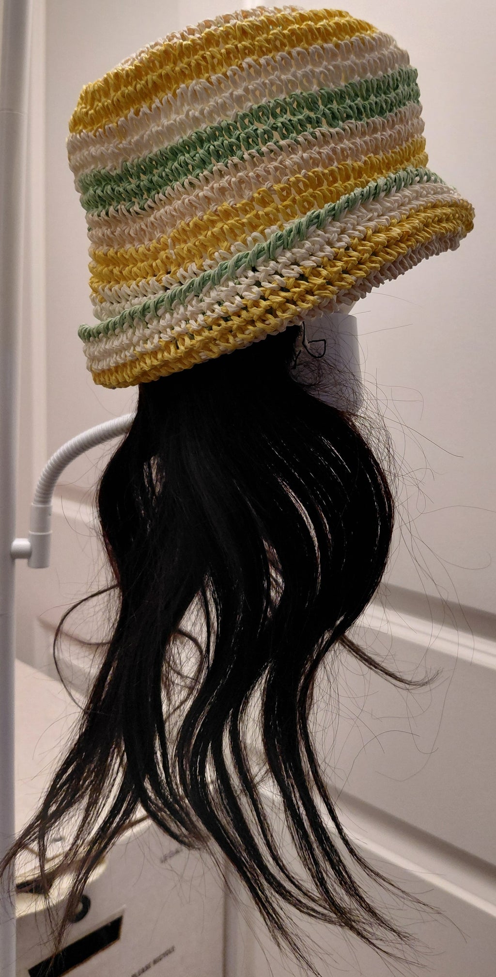 Little girls straw hat with hair